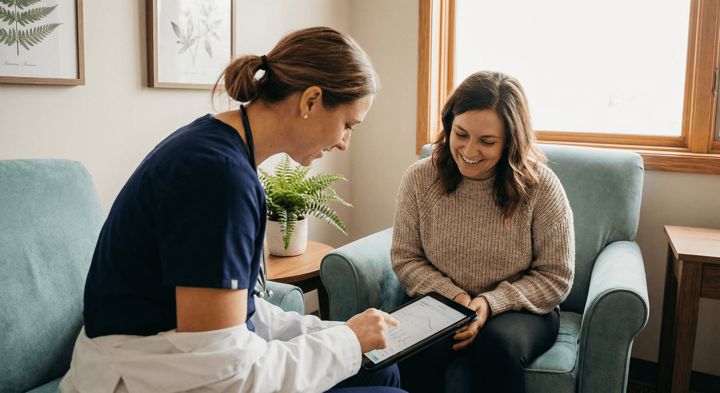 Female provider reviewing results with a patient.